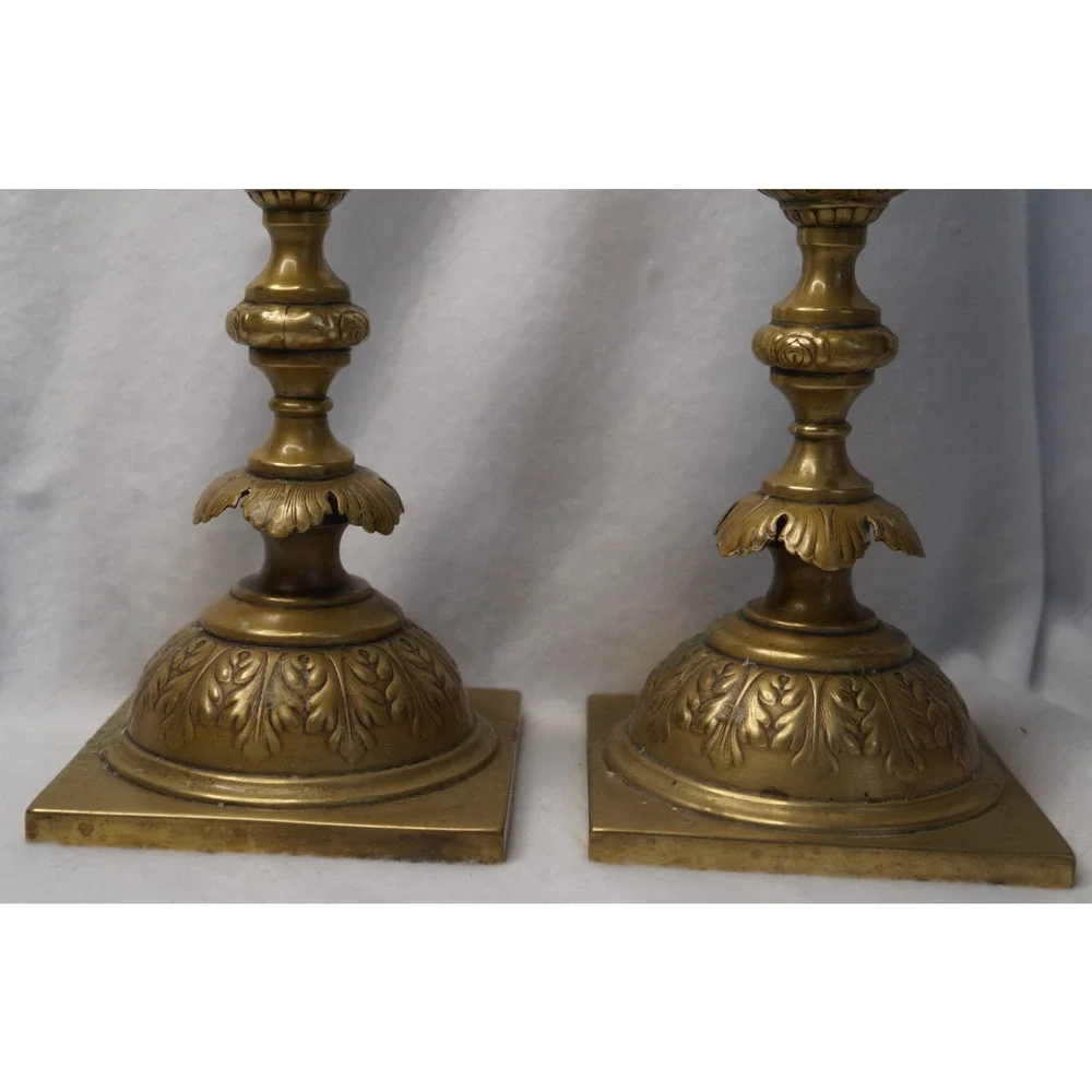 Antique Fraget N Plaque Candlesticks Russian/Polish Judaica 1899 Marked eagle